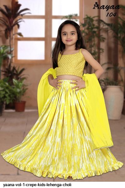 Pink Silk Kids Lehenga Choli 266411