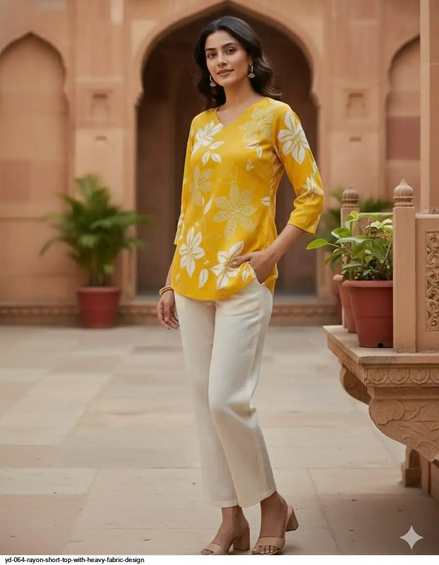 YD 064 RAYON SHORT TOP WITH HEAVY FABRIC DESIGN B