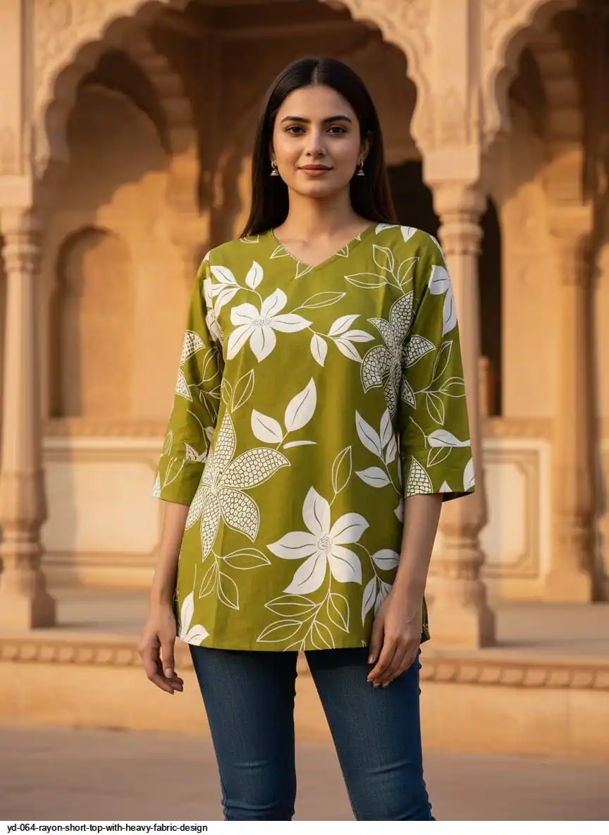 YD 064 RAYON SHORT TOP WITH HEAVY FABRIC DESIGN A