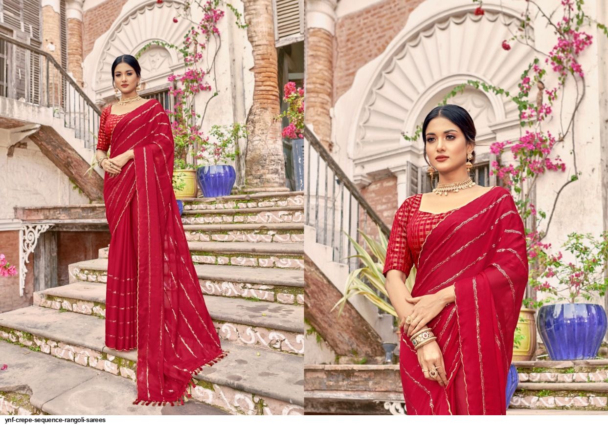 YNF CREPE SEQUENCE rangoli sarees