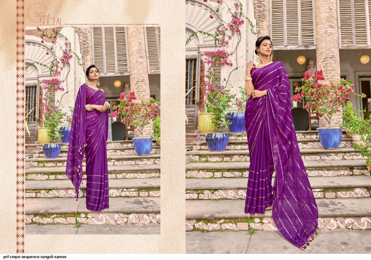YNF CREPE SEQUENCE rangoli sarees
