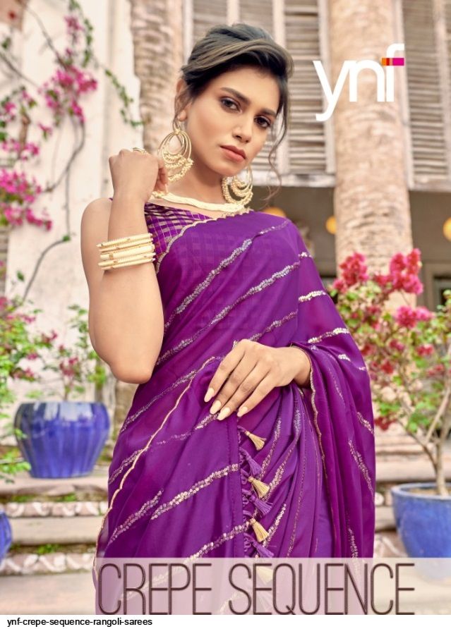 YNF CREPE SEQUENCE rangoli sarees