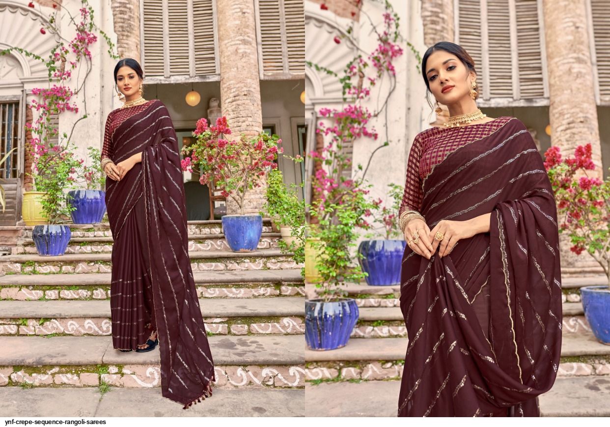 YNF CREPE SEQUENCE rangoli sarees