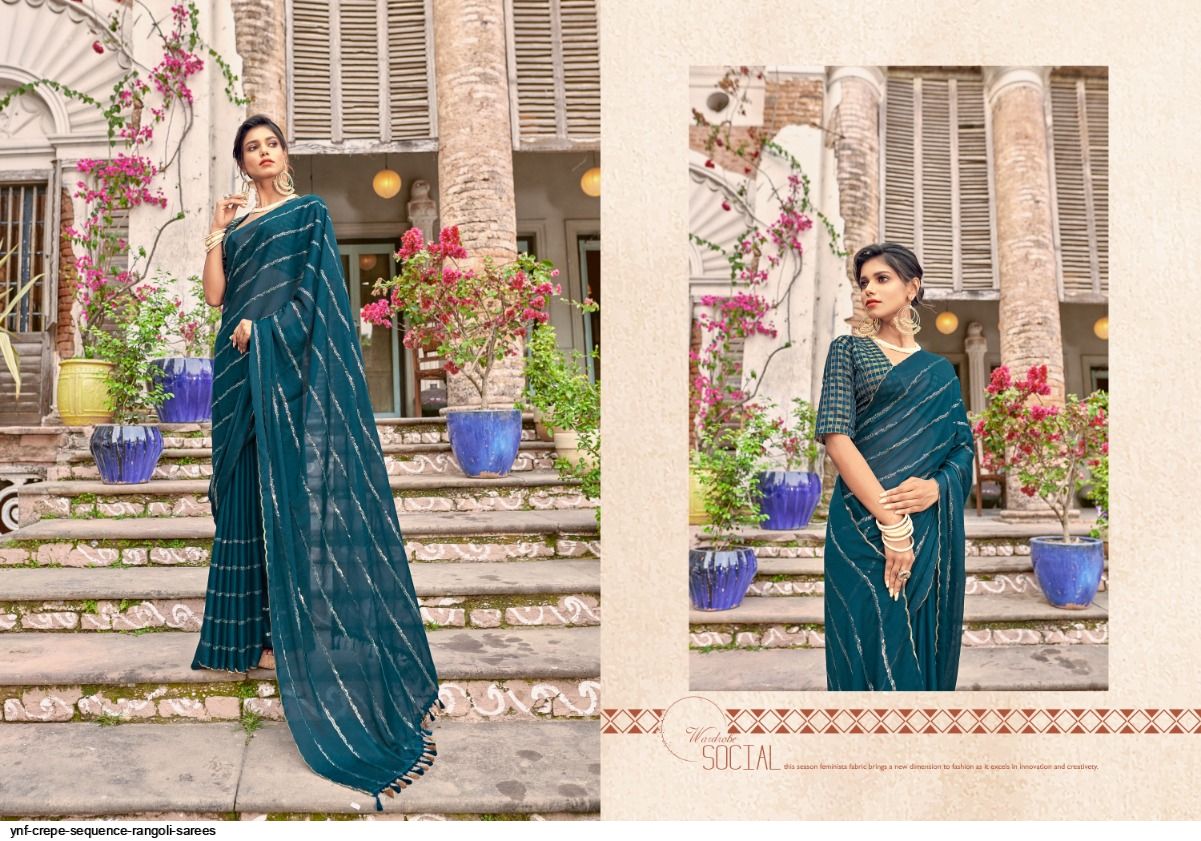 YNF CREPE SEQUENCE rangoli sarees
