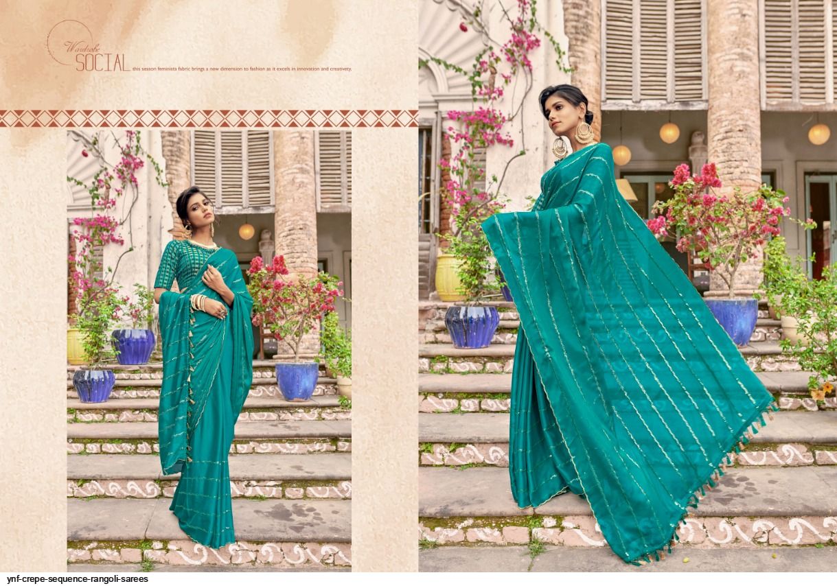 YNF CREPE SEQUENCE rangoli sarees