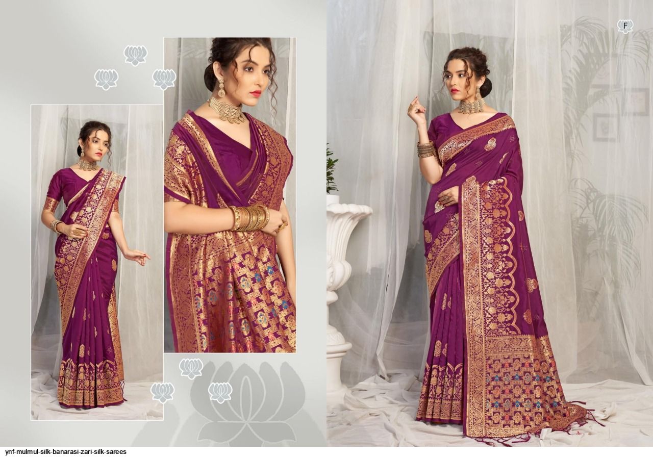 Ynf Mulmul Silk Banarasi Zari Silk Sarees 8357