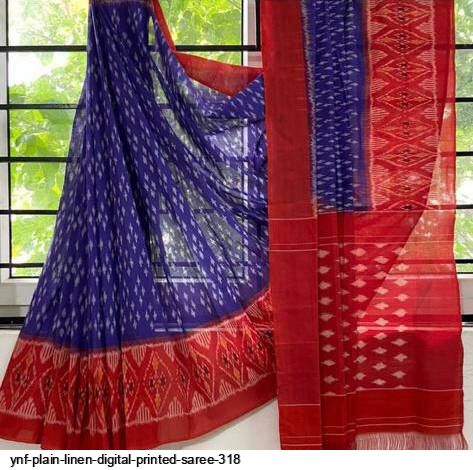 Handwoven Pure Linen with Zari Border | Plain saree, Stylish sarees, Saree  look