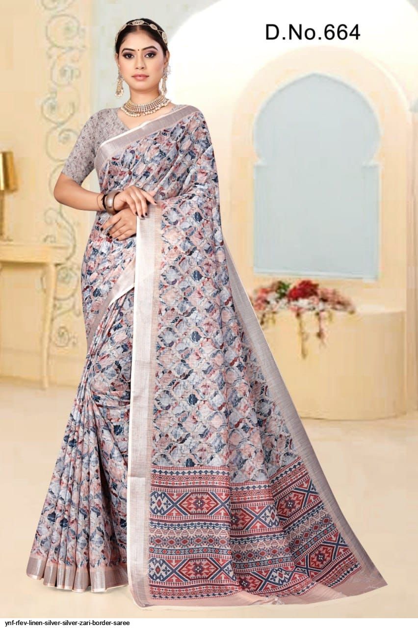 Shop blue kanjivaram saree with silver zari border