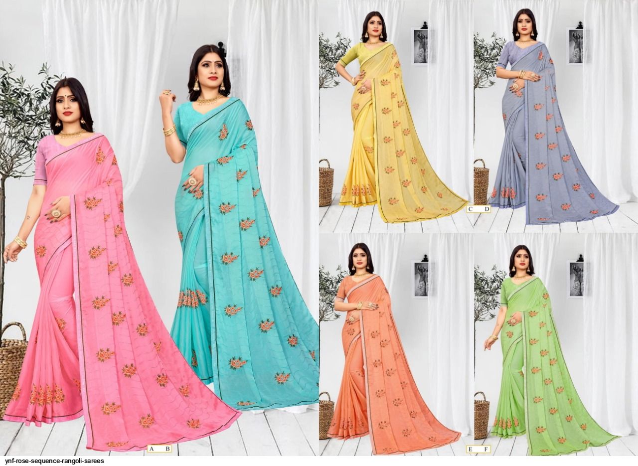 YNF ROSE SEQUENCE RANGOLI SAREES