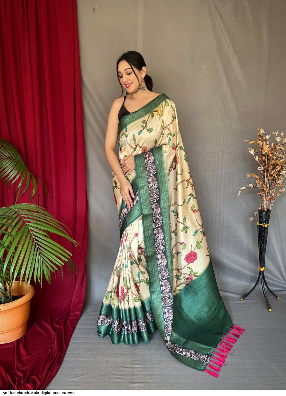 Saree : beautiful floral digital printed saree with moti ...