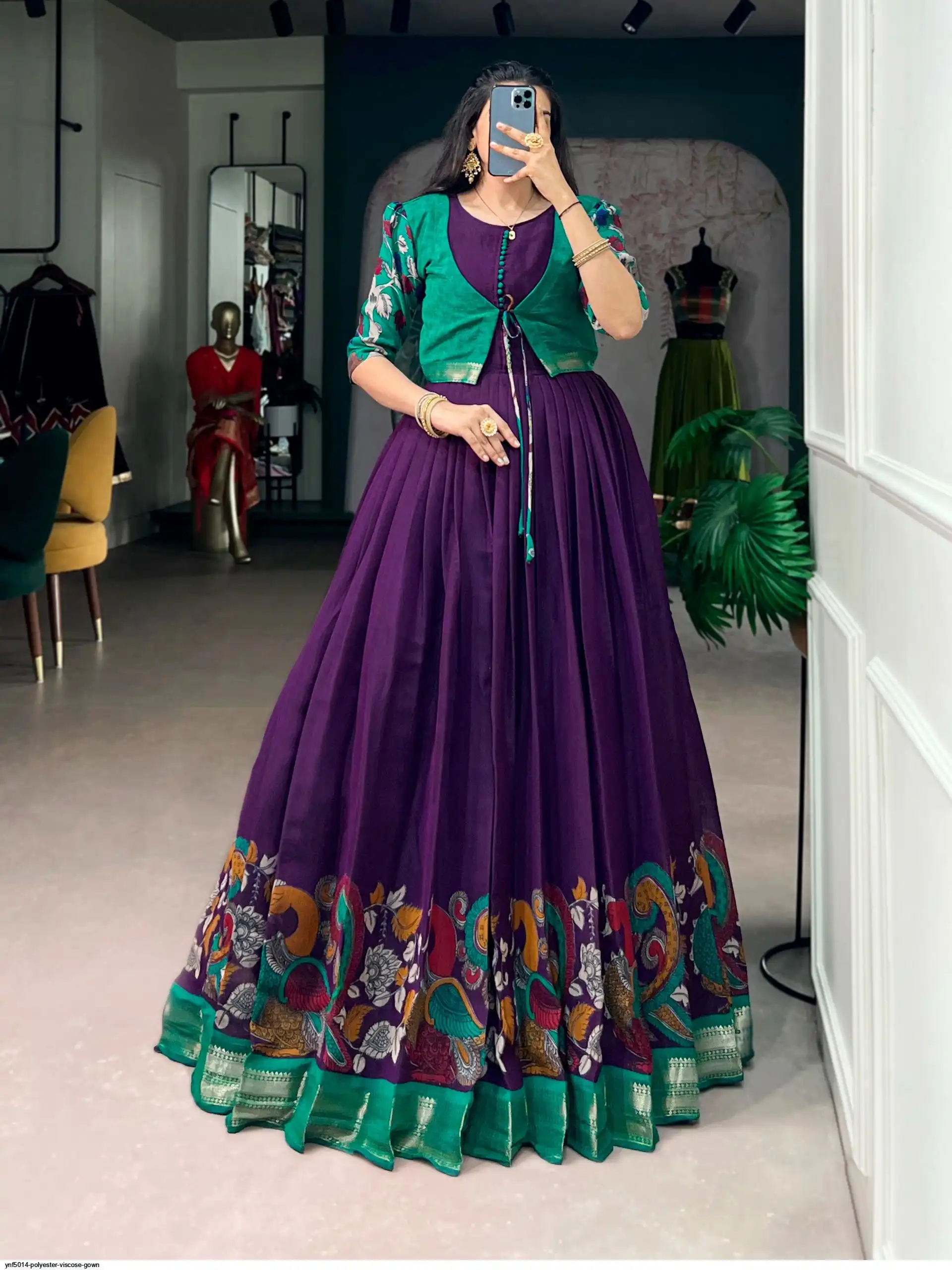 YNF5014 POLYESTER VISCOSE GOWN 2