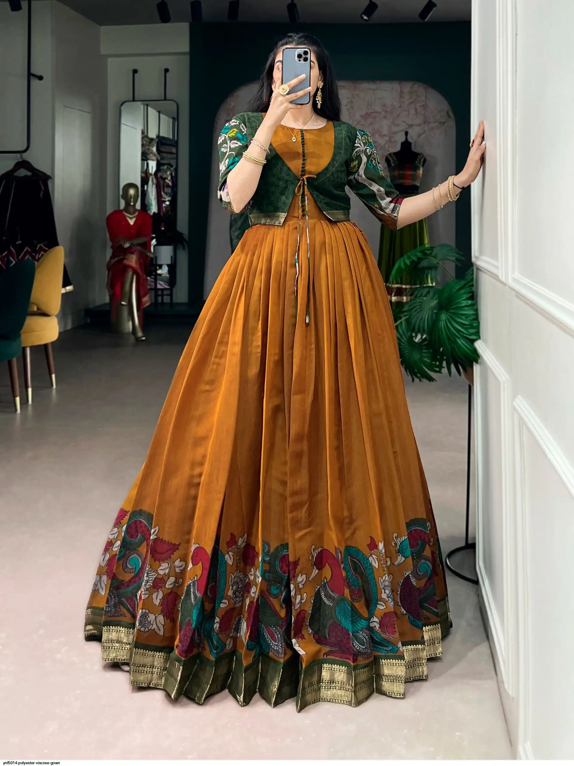 YNF5014 POLYESTER VISCOSE GOWN 1