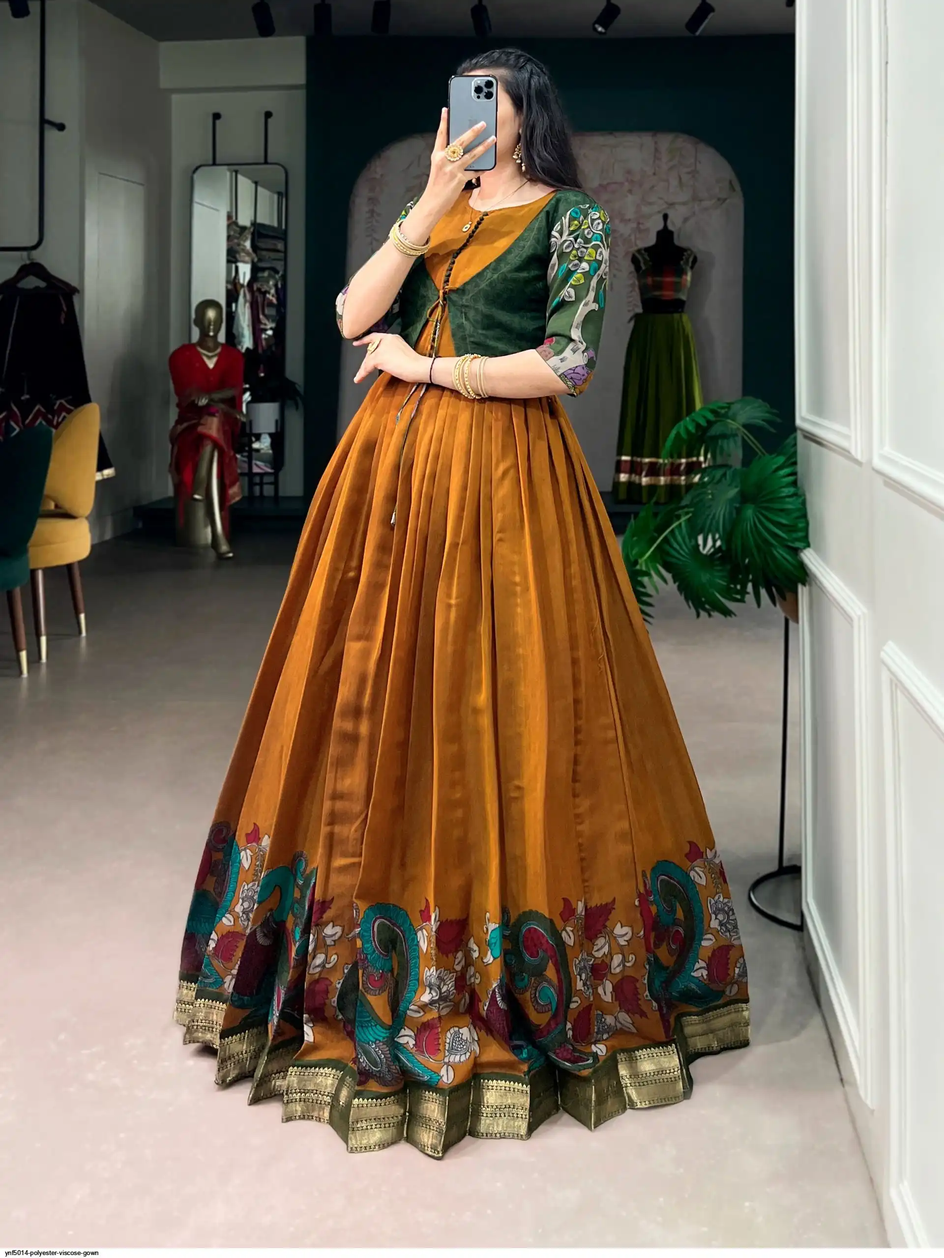 YNF5014 POLYESTER VISCOSE GOWN 4