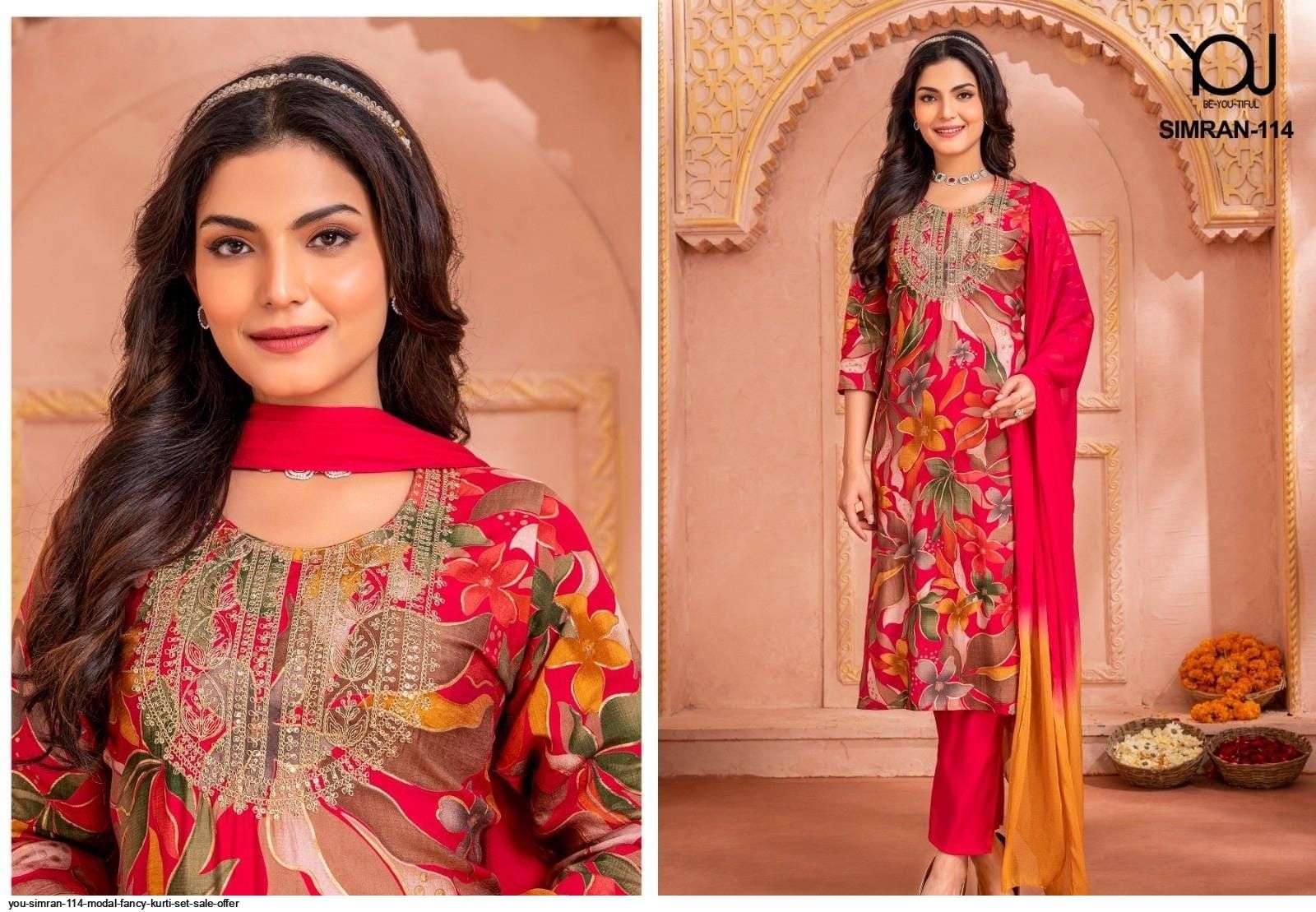 YOU SIMRAN 114 MODAL FANCY KURTI SET SALE OFFER
