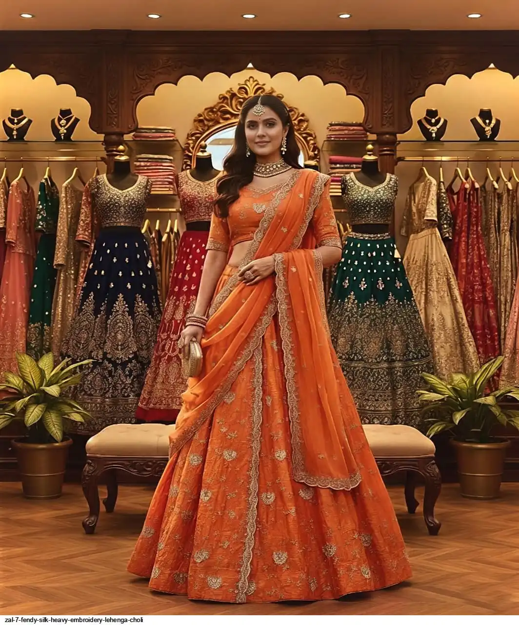 ZAL 7 FENDY SILK HEAVY EMBROIDERY LEHENGA CHOLI A