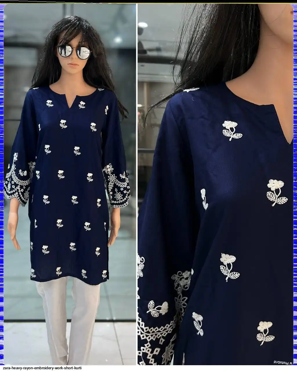ZARA HEAVY RAYON EMBROIDERY WORK SHORT KURTI