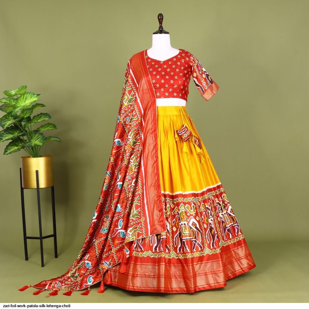 ZARI FOIL WORK PATOLA SILK LEHENGA CHOLI