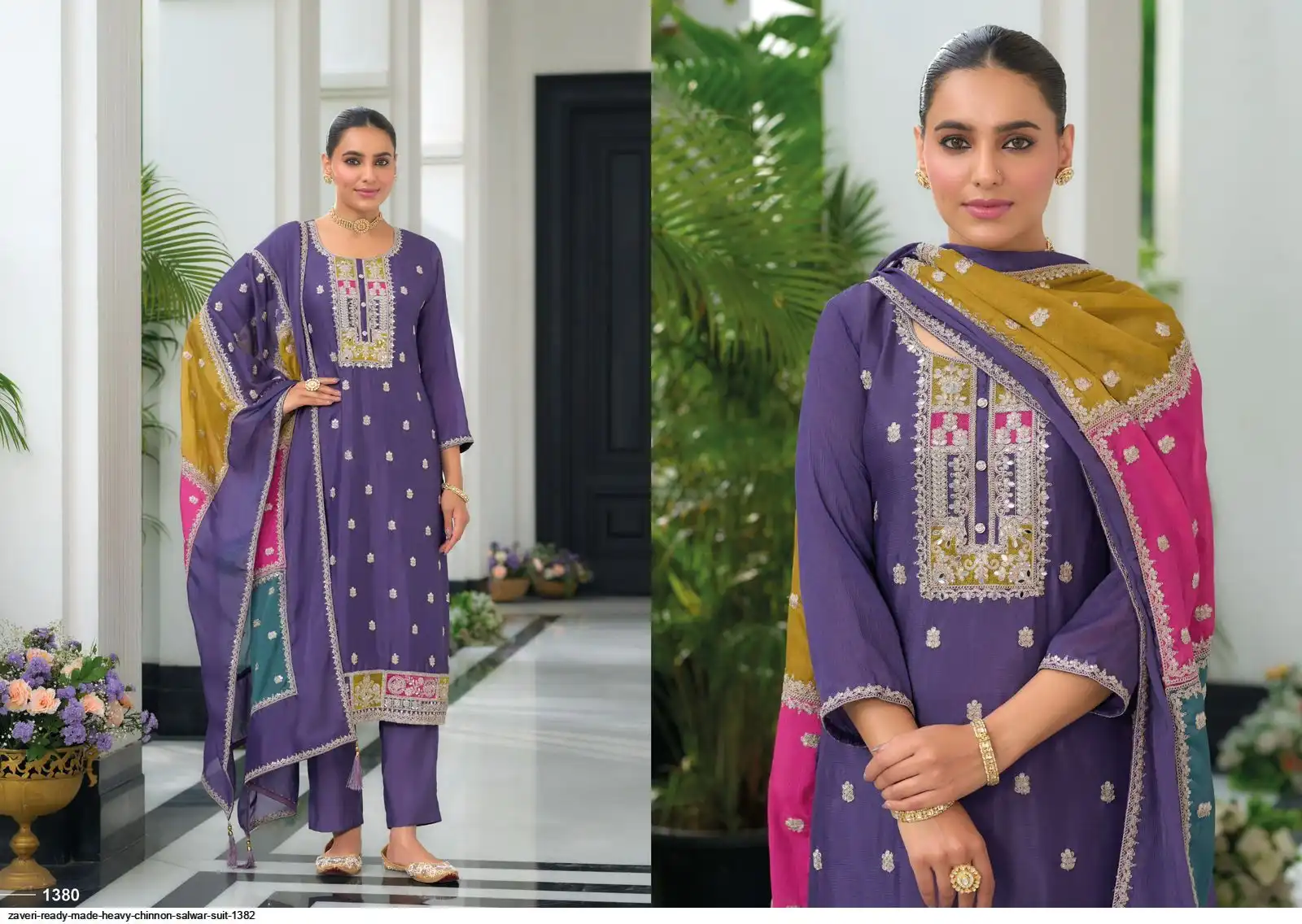 ZAVERI READY MADE HEAVY CHINNON SALWAR SUIT 1382 B