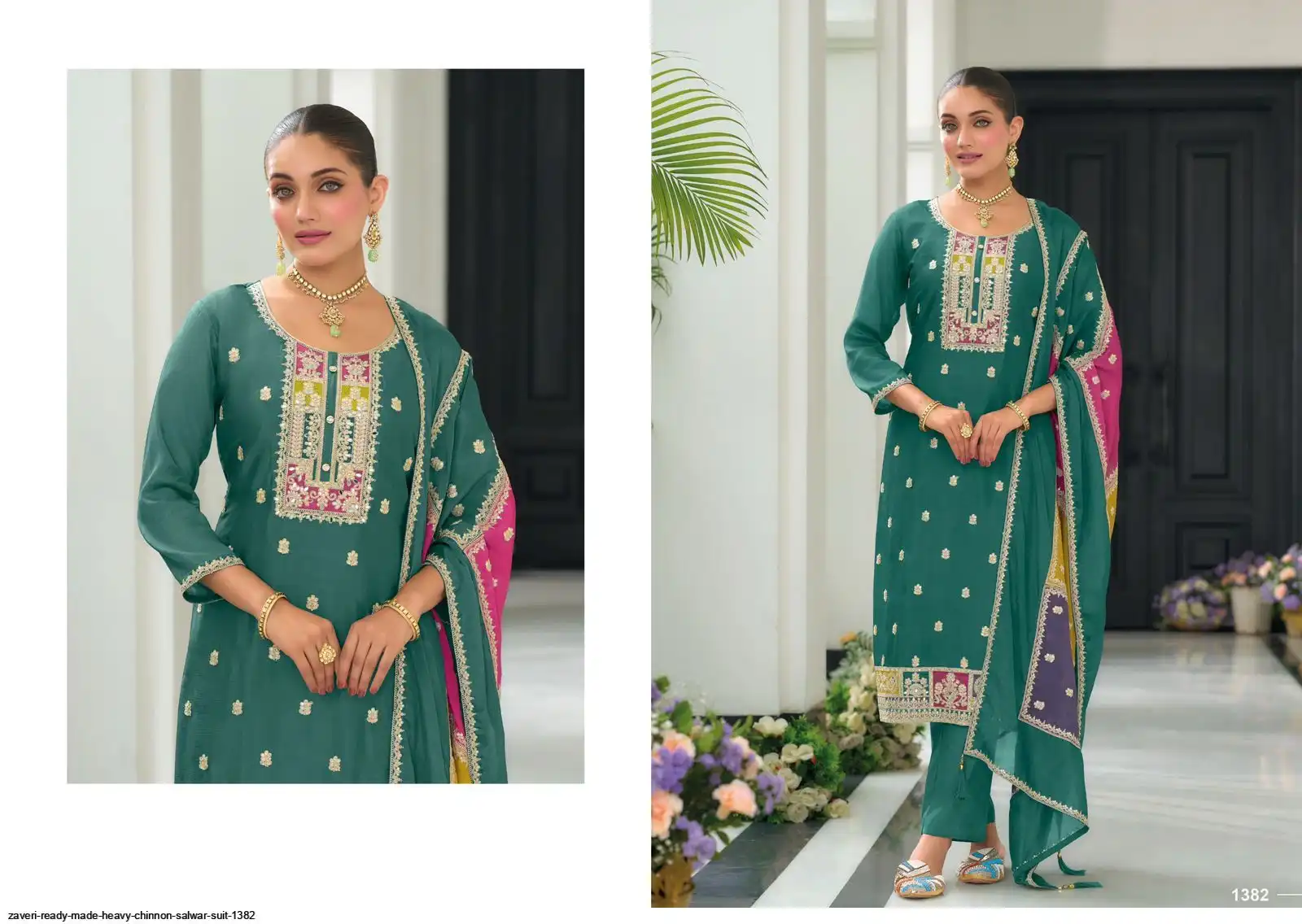 ZAVERI READY MADE HEAVY CHINNON SALWAR SUIT 1382 C