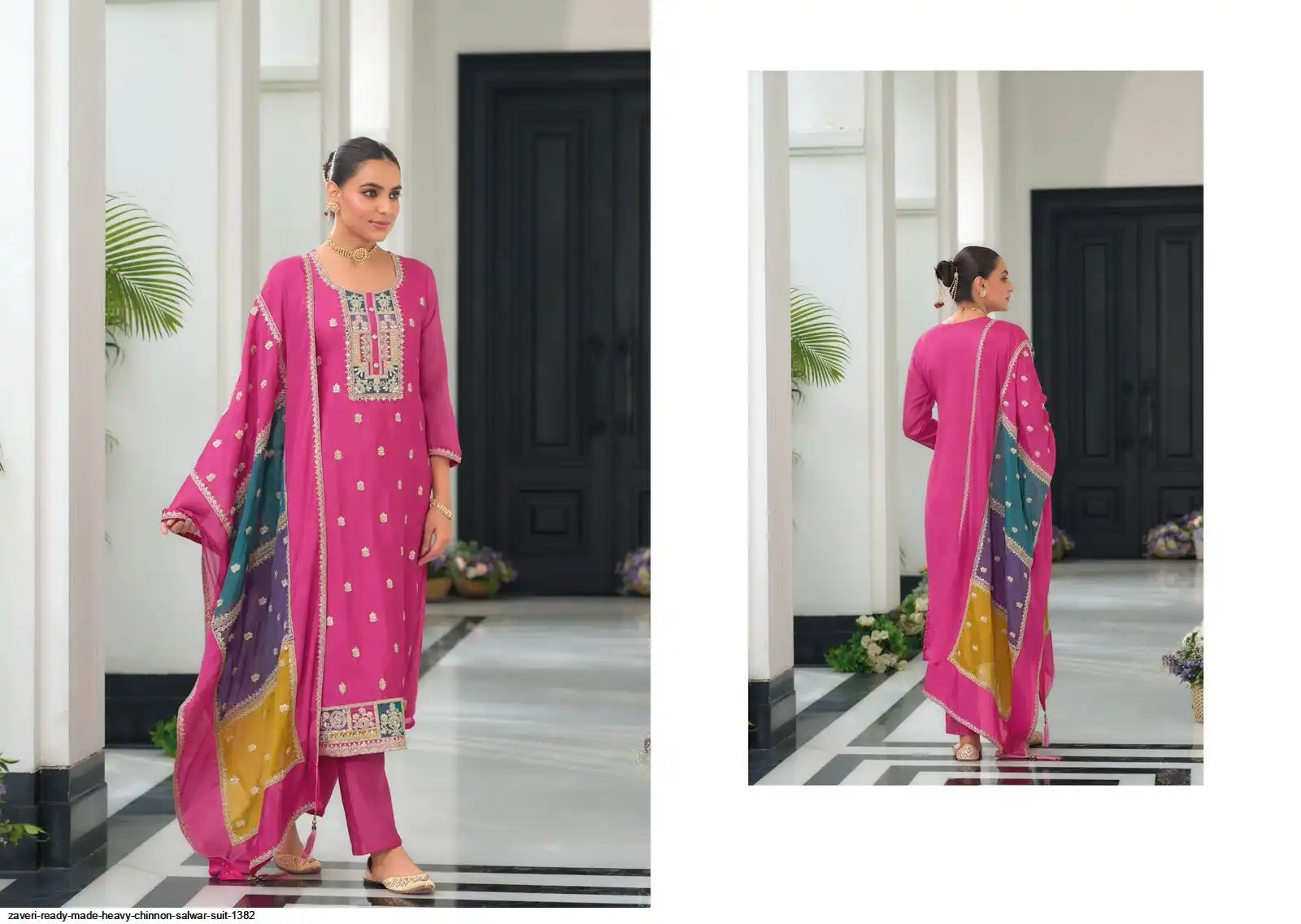 ZAVERI READY MADE HEAVY CHINNON SALWAR SUIT 1382 D