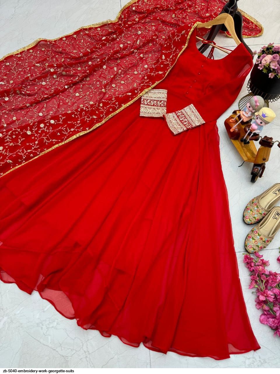 ZB 5040 EMBROIDERY WORK GEORGETTE SUITS C