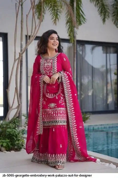 ZB 5065 GEORGETTE EMBROIDERY WORK PALAZZO SUIT FOR DESIGNER A