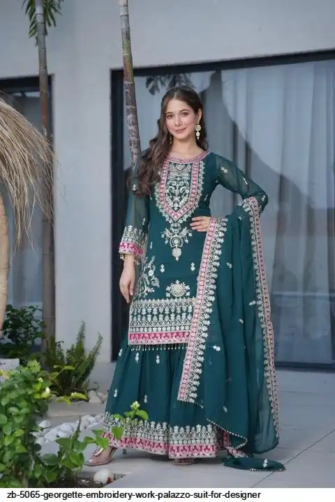 ZB 5065 GEORGETTE EMBROIDERY WORK PALAZZO SUIT FOR DESIGNER B
