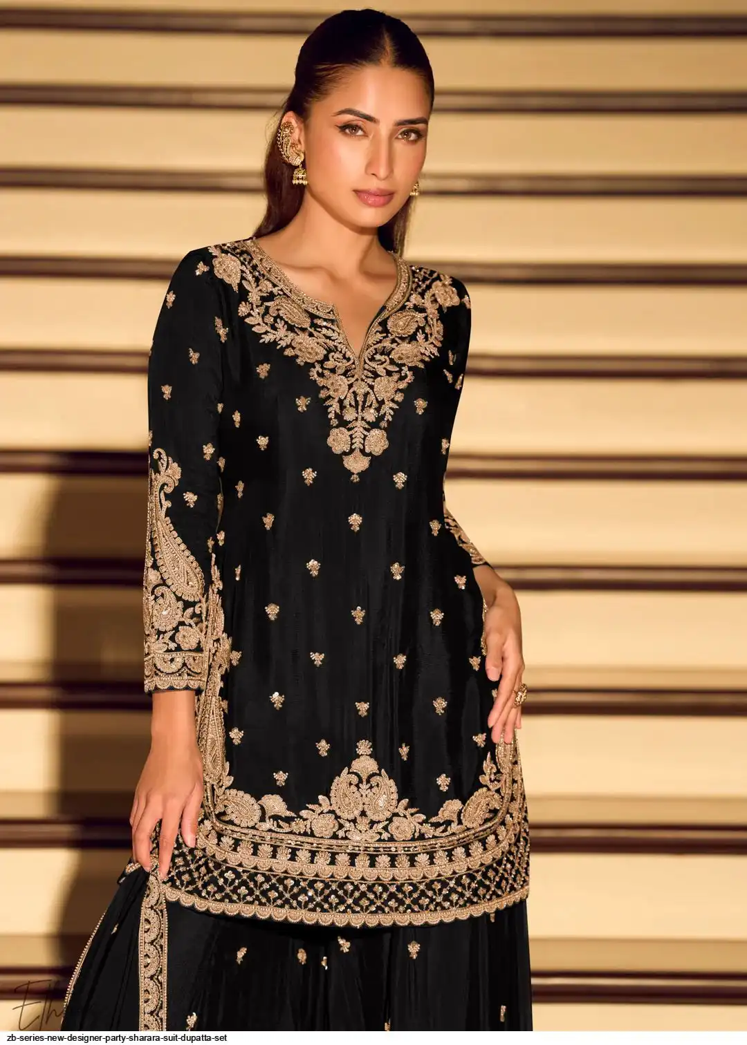 ZB SERIES NEW DESIGNER PARTY SHARARA SUIT DUPATTA SET A