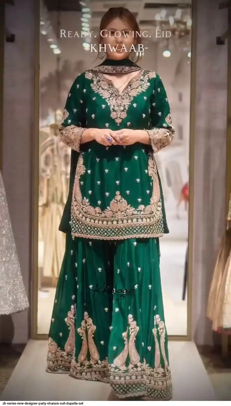 ZB SERIES NEW DESIGNER PARTY SHARARA SUIT DUPATTA SET C