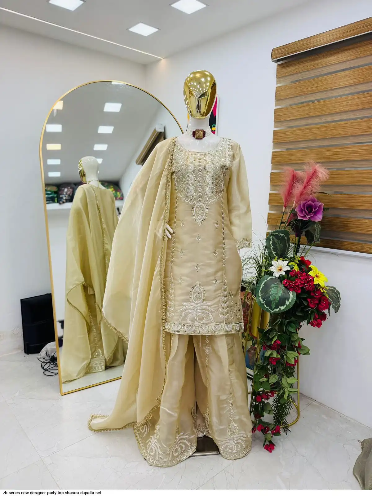 ZB SERIES NEW DESIGNER PARTY TOP SHARARA DUPATTA SET B
