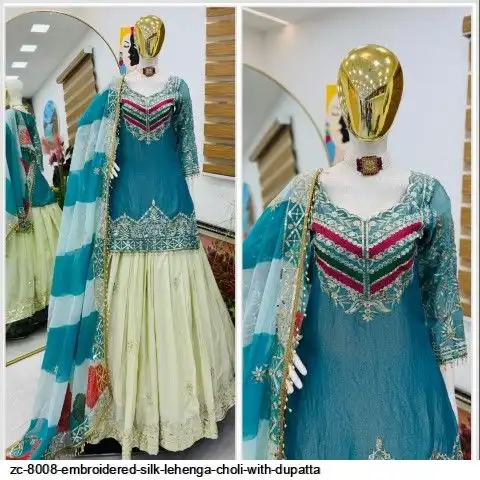 ZC 8008 EMBROIDERED SILK LEHENGA CHOLI WITH DUPATTA A