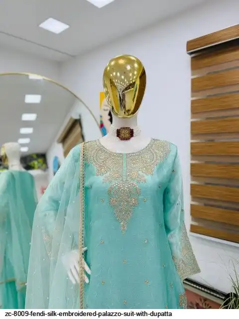 ZC-8009 Fandy Silk Embroidered Palazzo Suit with Dupatta