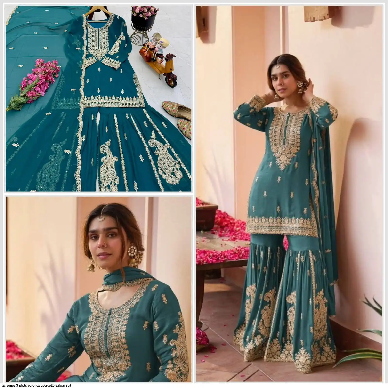 ZC SERIES 3 IDIOTS PURE FOX GEORGETTE SALWAR SUIT 1
