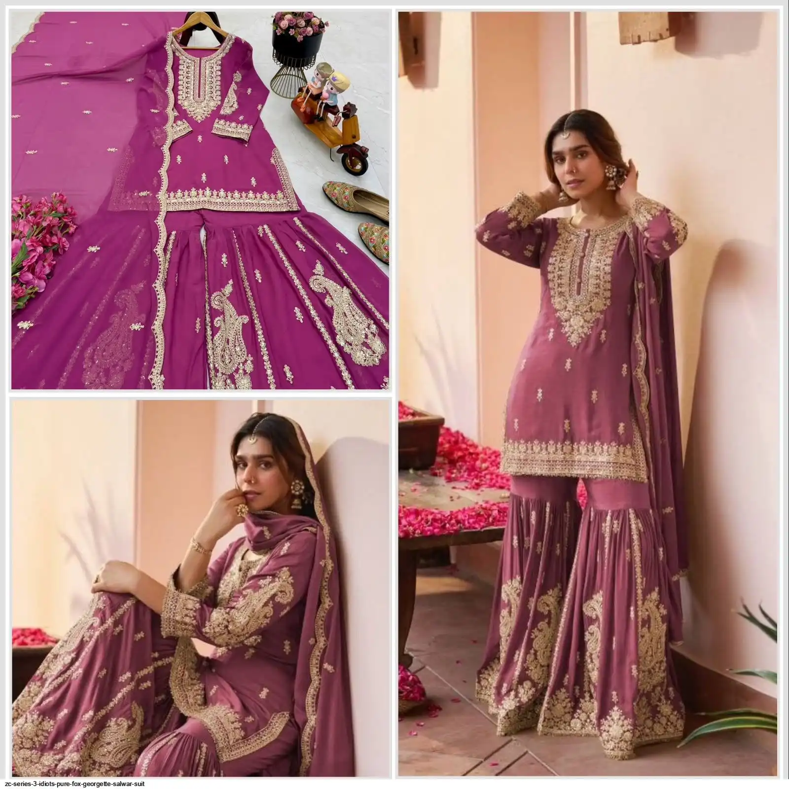 ZC SERIES 3 IDIOTS PURE FOX GEORGETTE SALWAR SUIT 2
