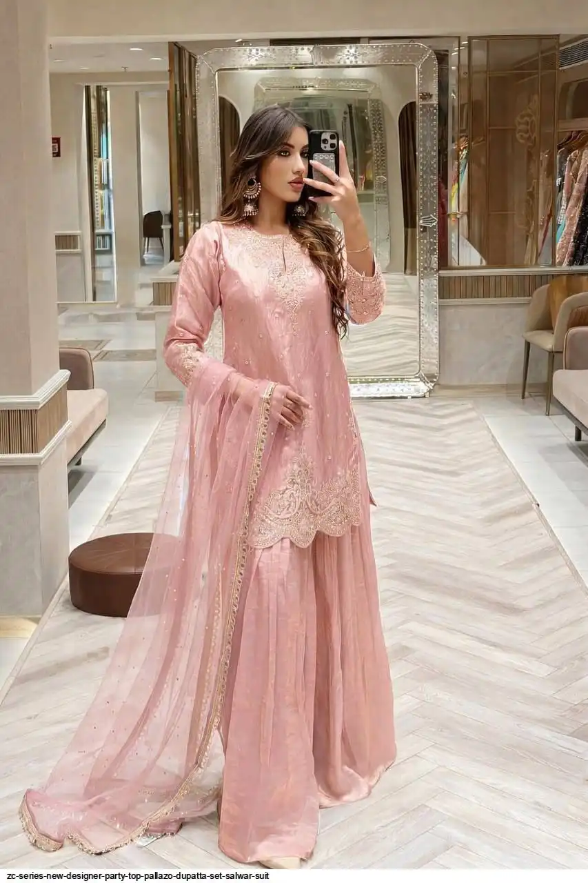 ZC SERIES NEW DESIGNER PARTY TOP PALLAZO DUPATTA SET SALWAR SUIT 1