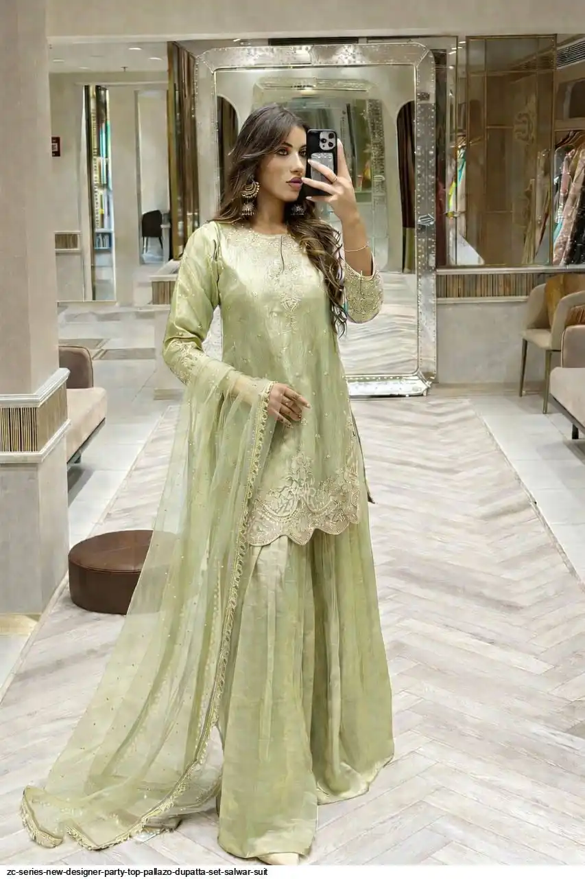 ZC SERIES NEW DESIGNER PARTY TOP PALLAZO DUPATTA SET SALWAR SUIT 2