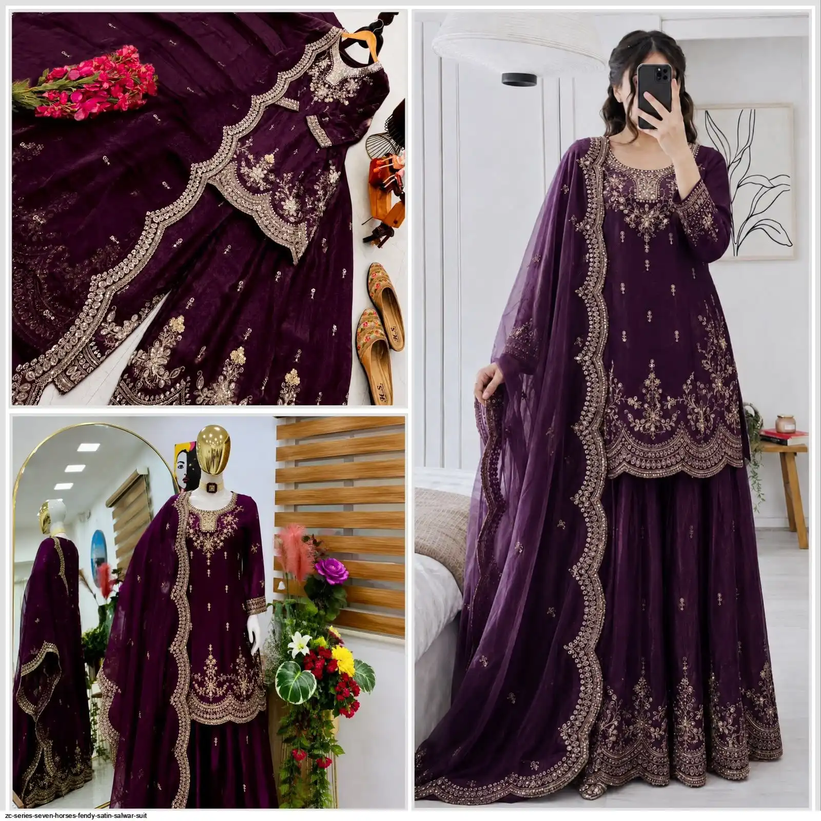 ZC SERIES SEVEN HORSES FENDY SATIN SALWAR SUIT 2