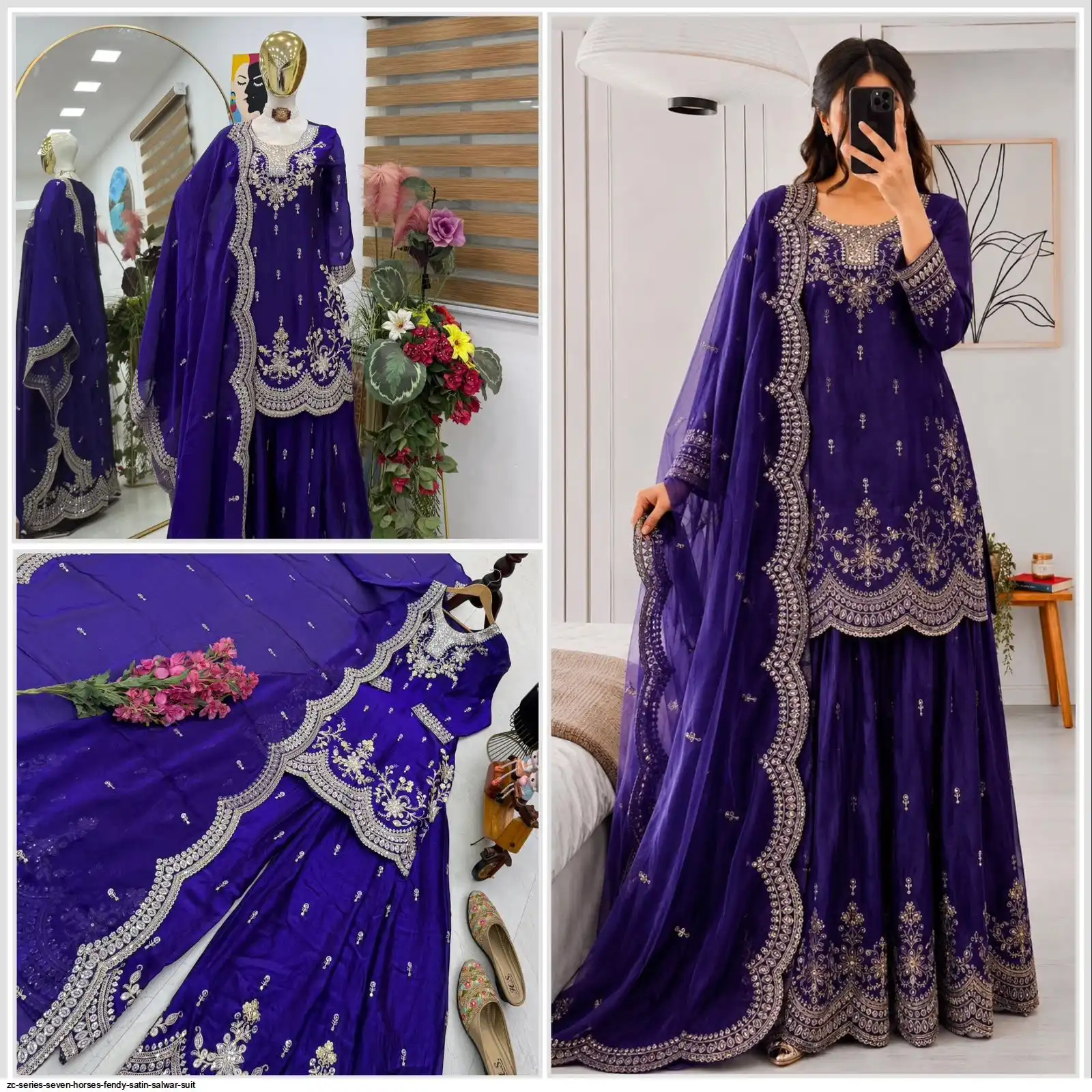 ZC SERIES SEVEN HORSES FENDY SATIN SALWAR SUIT 1