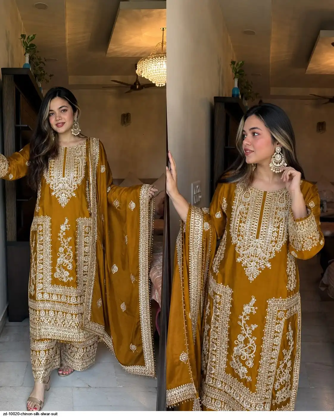 ZD 10020 CHINON SILK SLWAR SUIT 8