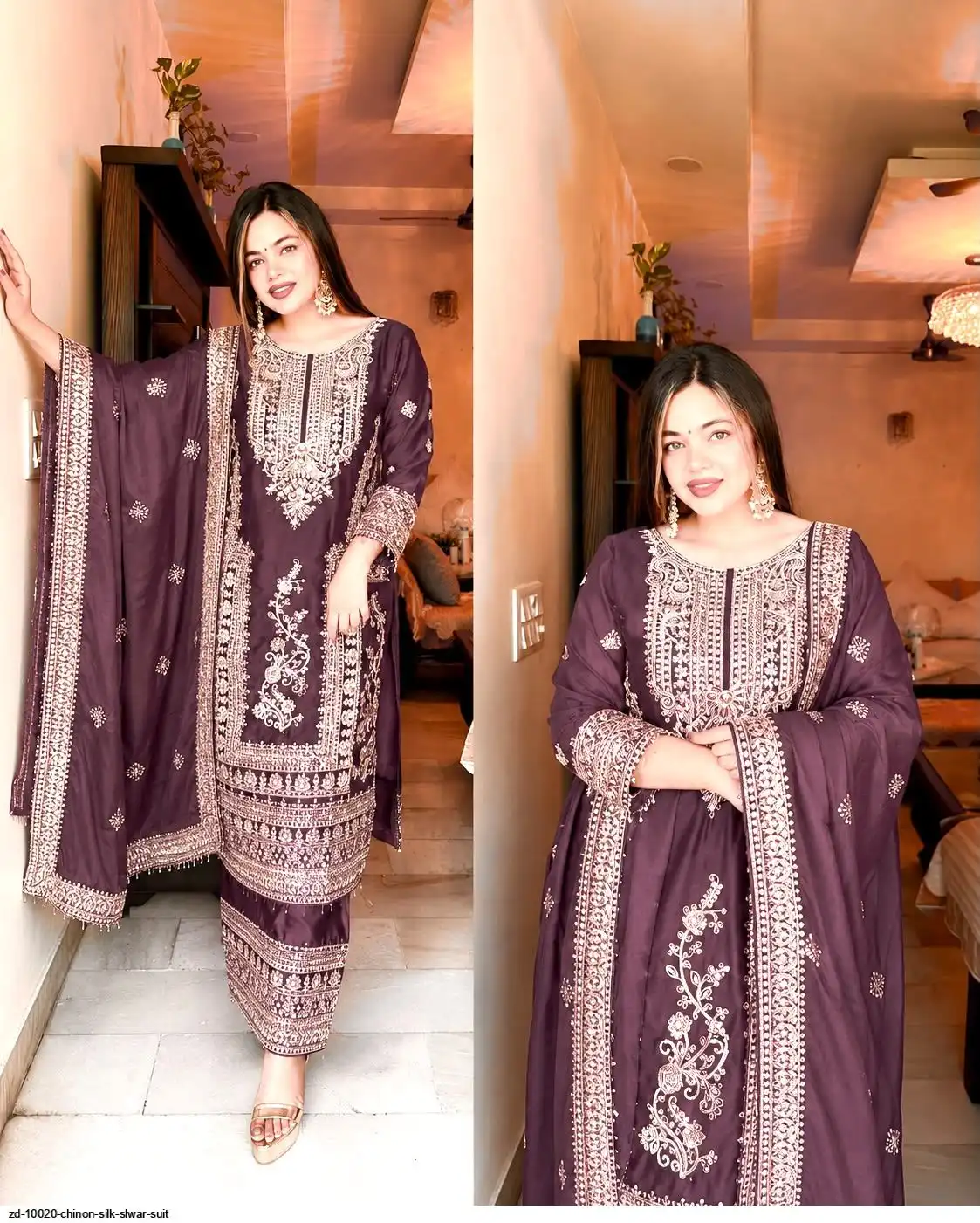 ZD 10020 CHINON SILK SLWAR SUIT 13