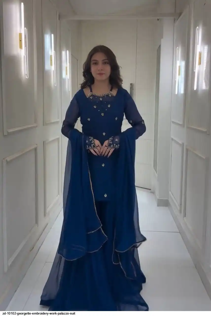 ZD 10102 GEORGETTE EMBROIDERY WORK PALAZZO SUIT B