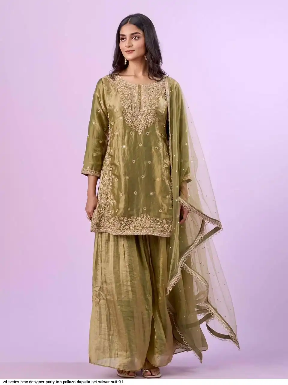 ZD SERIES NEW DESIGNER PARTY TOP PALLAZO DUPATTA SET SALWAR SUIT 01 4