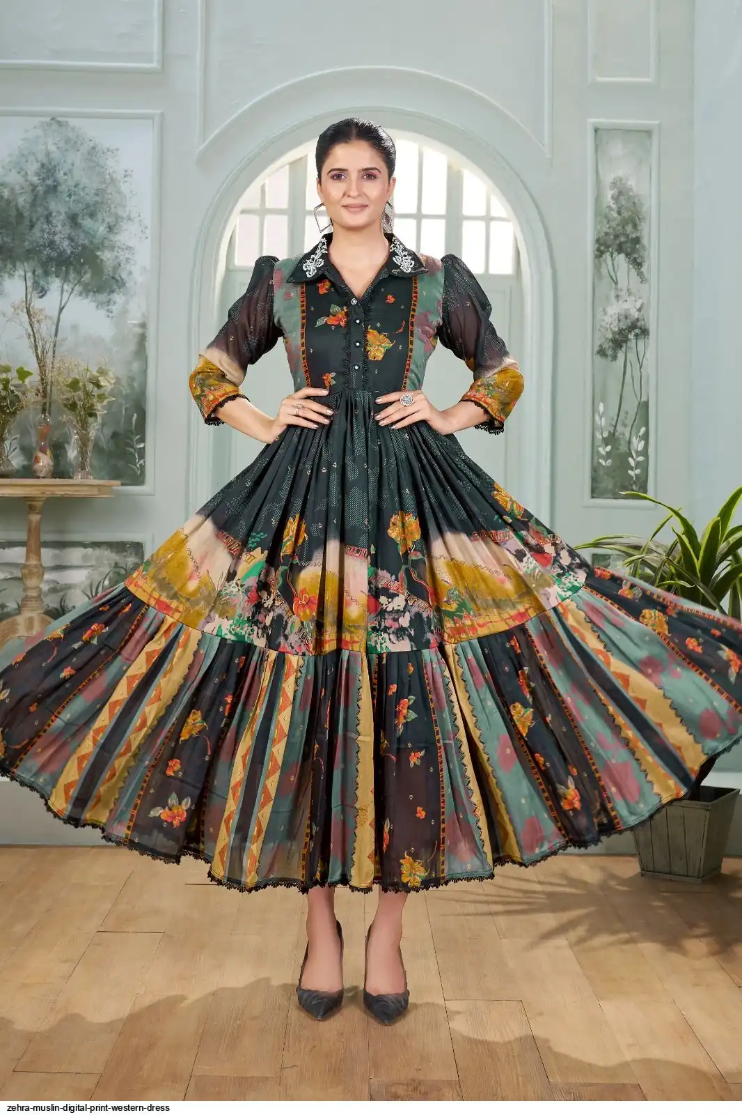 ZEHRA MUSLIN DIGITAL PRINT WESTERN DRESS