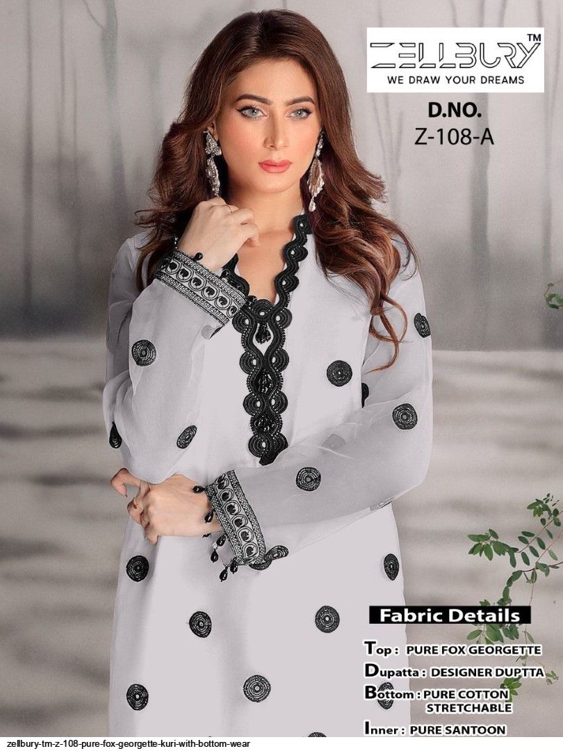 Zellbury TM Z 108 PURE FOX GEORGETTE KURI WITH BOTTOM WEAR
