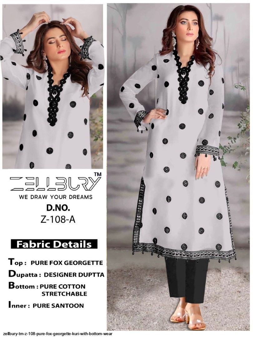 Zellbury TM Z 108 PURE FOX GEORGETTE KURI WITH BOTTOM WEAR