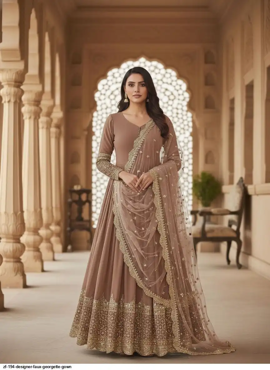 ZF 194 DESIGNER FAUX GEORGETTE GOWN A
