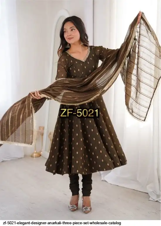 ZF 5021 ELEGANT DESIGNER ANARKALI THREE PIECE SET WHOLESALE CATALOG B