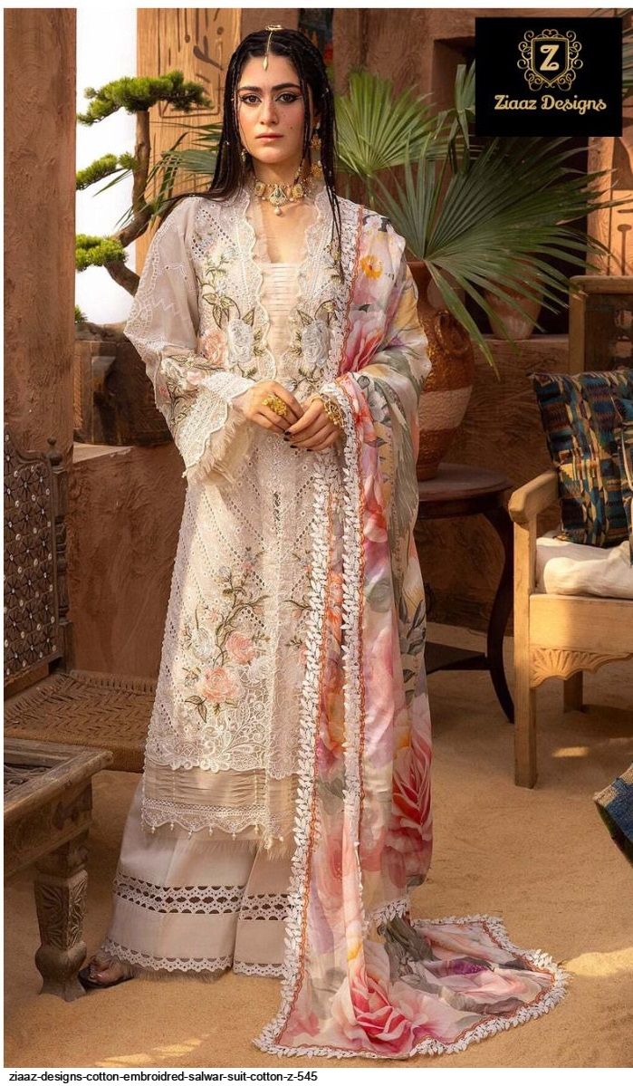 ZIAAZ DESIGNS COTTON EMBROIDRED SALWAR SUIT COTTON Z 545