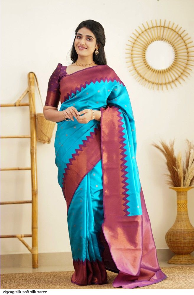 Zigzag silk soft silk saree