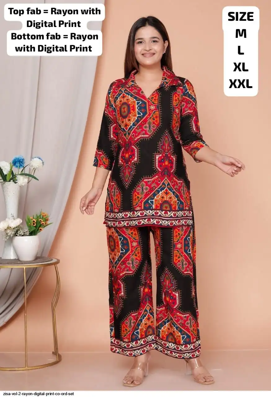 ZISA VOL 2 RAYON DIGITAL PRINT CO ORD SET A